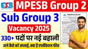 MPESB Group 2 Sub Group 3 Recruitment 2025 {339 Post}